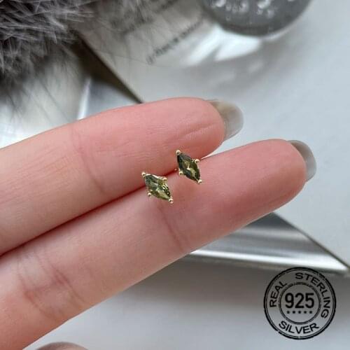 Green Horse Eye Stud Zircon Earrings For Women 925 Sterling Silver New Trend Hot Fashion Girl Hypoallergenic Jewelry Gift INEFFA