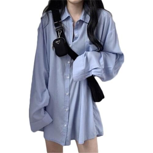 Spring and Autumn Loose Long-sleeved BF Blouses Women Large Size Student Casual Tops Female Shirt NS2184