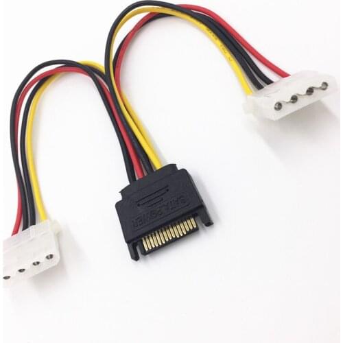 SATA Revolution To IDE Power Cord SATA15pin Male Head One Point Two Serial Port To Dual 4pin Female Sata To IDE