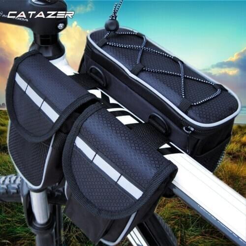 MTB Bike Bicycle Frame Tube Bag Bicycle Accessories 4 in 1 Cycling Pouch Bags Sport Cycling Panniers Bags Phone Container