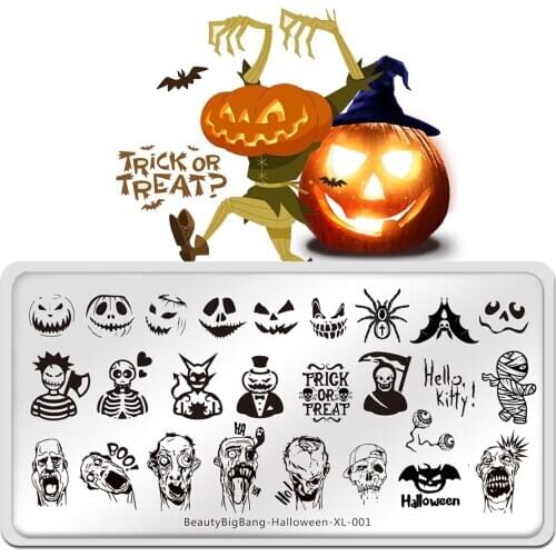 Beauty BigBang Nail Stamping Plates Halloween XL-001 Demon Pumpkin Zombies Image Stainless Steel Stencil Mold Nail Art Template
