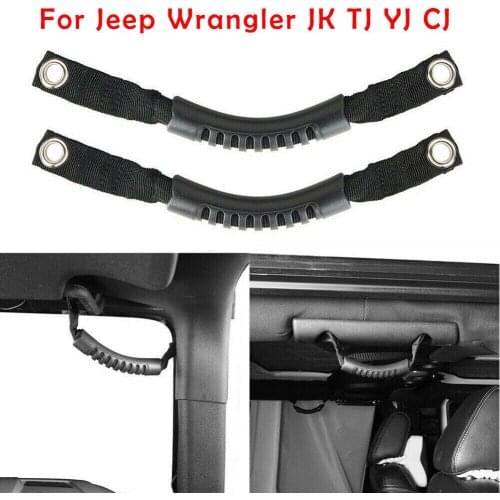 Armrests Universal 2Pcs Grab Handles With Hole And O Gaskets For Jeep Wrangler JK/TJ/YJ/CJ Accessories Rubber Interior Handles