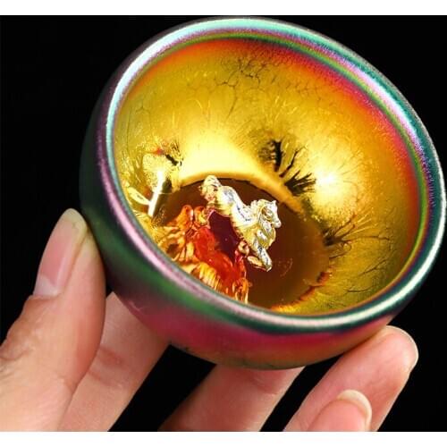 Vintage Color Ceramic Tea Bowl Silver Decor Tea Cup Master Cup Kung Fu Tea Set Pu'er Bowls Teacups Drinkware Chinese Craft Gifts