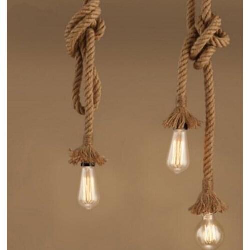 Vintage hemp rope pendant light retro loft industrial hanging lamp edison bulb lamp home light Decor Luminaire