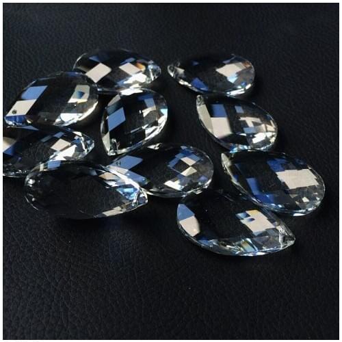 Top Quality 100pcs Free Ring 38*22mm Clear Crystal Glass Pendant for Chandelier Lighting Parts Wedding & Home Hanging Decoration