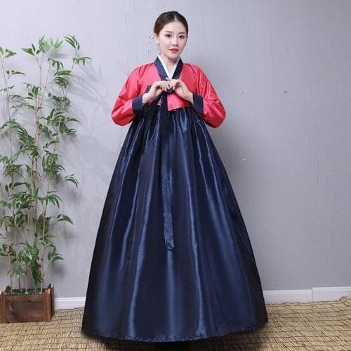 2021 Summer New Hanbok Womens Korean Group Dance Long Skirt Traditional Palace Improved Korean Costume Adult