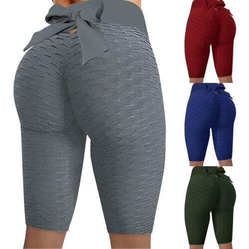 Womens leggings Tight-fitting Skinny Buttocks Lifting Fitness Solid Yoga Shorts pantalon femme Bowknot leggings sports Shorts