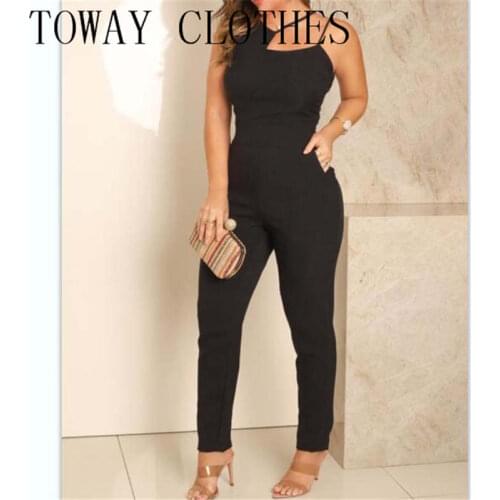 Asymmetrical Neck Sleeveless Pocket Design Jumpsuit Chic One Piece Playsuit For Women Summer 2021