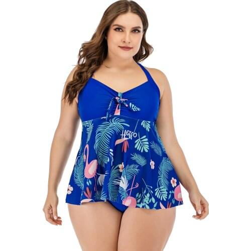 Plus Size 5XL Women Tankini Swimming Dress Two Piece Large Size Swimsuit Skirt Bikini Bottom Push Up Swimwear Beach Wear
