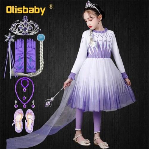 2020 Winter Warm Full Sleeve Elsa Princess Sweater Dress Cloak Girl Christmas New Year Snow Queen Party Gown Fancy Kid Dress Up