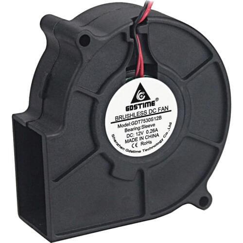 1pcs/lot Gdstime 2Pin 3inch Quiet 12 volt Blower 75x30mm Fast Speed DC Cooling Fan