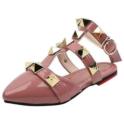 2021 Summer New Girls Shoes Kids Closed Toe Rivet Slippers For Girls Fashion Children PU Princess Flat Shoes детская обувь