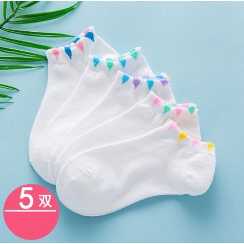 5Pairs/lot Women white Socks Boat socks cute for summar/spring sweet girl fashion