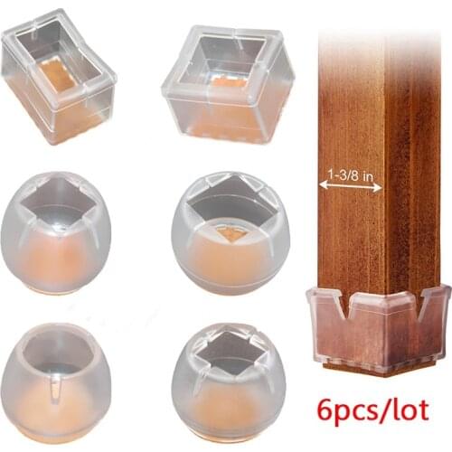 6pcs Silicone Table Leg Mat Non-slip Chair Leg Caps Feet Pads Protection Bottom Furniture Table Cover Pads Wood Floor Protector
