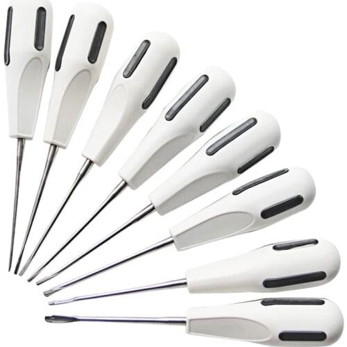 8Pcs Stainless Steel Dental Luxating Lift Elevators Clareador Curved Root Dentist Dental Surgical Instrument With Plastic Handle