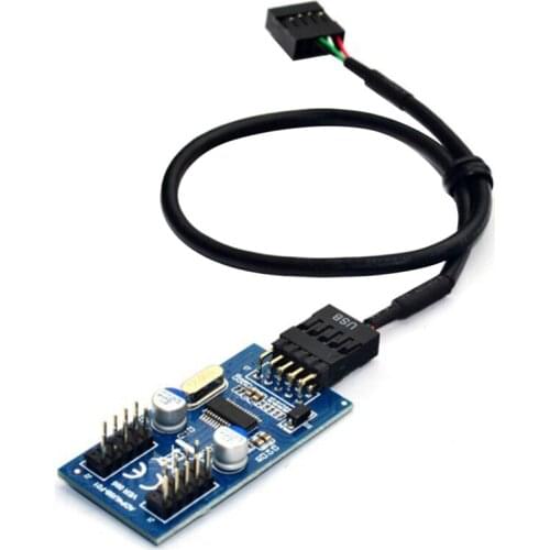 9Pin USB Header Male 1 to 2/4 Female Extension Cable Card Desktop 9Pin USB HUB USB 2.0 9 Pin Connector Adapter