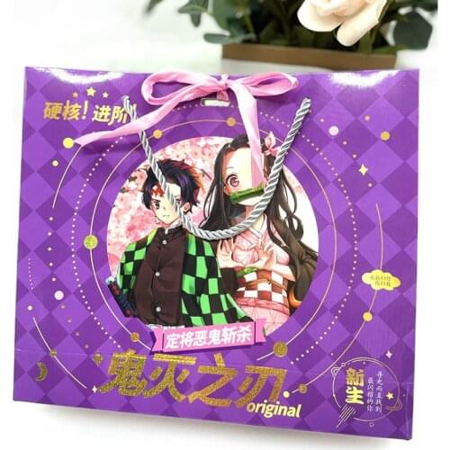Anime Demon Slayer Lucky Gift Bag Kimetsu no Yaiba Shopping Hand Bag Toy With Postcard Poster Bookmark Pen Sticker Gifts