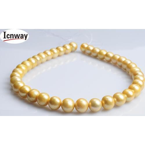 FreeShipping Natural AA+ yellow Freshwater Pearl 10-11mm 15inches DIY necklace bracelet earring Wholesale