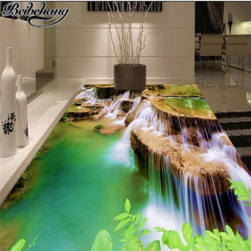 Beibehang Large wallpapers 3d self - adhesive three - dimensional hot spring waterfall tiles floor painting background wall