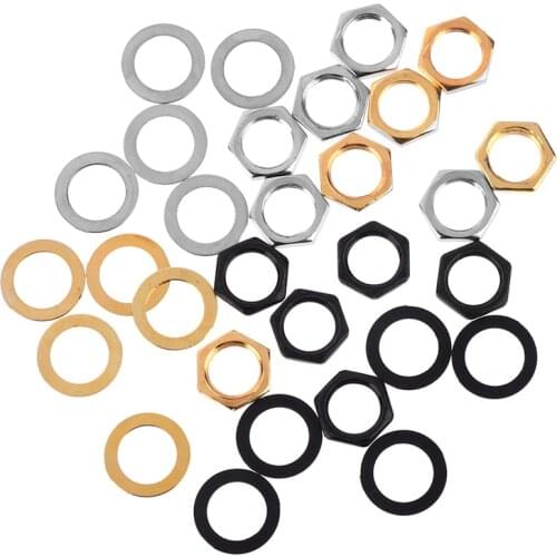 Hot sale 7pcs Iron Jack Socket Connector Nuts with Washers Set for Electric Guitar Bass Parts