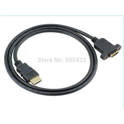 HDMI A 1.4 19pin Male to HDMI A Type Female Extension Cable with Screw Hole Can Lock Panel Mount Cable 200PCS/LOT
