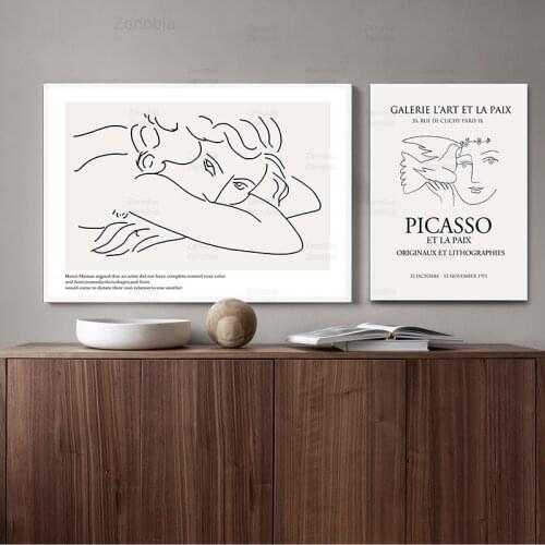 Picasso Matisse Art Line Drawing Poster Abstract Minimalist Wall Art Canvas Print Famous Painting Moder Decorative Picture Decor