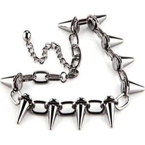 Punk Goth Studs Spikes Rivets Necklace Pendant Rock Gothic Choker Stainless Steel Chain Necklace Jewelry Women Friendship Gift