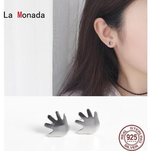 La Monada Women Silver Earrings 925 Stud Hand Small Earrings For Girls Stud Earrings Korean Beautiful Women Jewelry Female