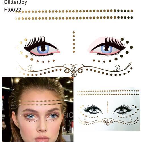 FT0022 Boho Style Metallic Gold Spots Glitter Freckles Makeup Tattoo Sticker can be worn in Festival, Party