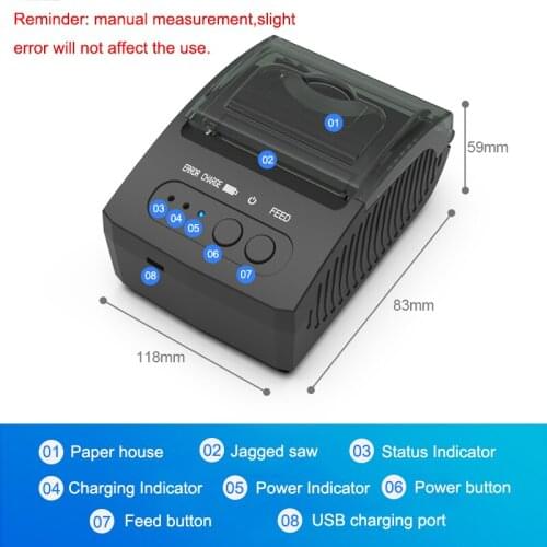 Mini Portable Printer 58mm Bluetooth Thermal Receipt Printer Thermal Receipt Ticket POS Printer For Android iOS Windows