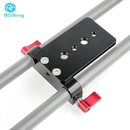 BGNing Aluminum alloy Tripod Mounting Plate Railblock For 15mm Rod Clamp Mount 1/4" 3/8" Holes for 5D2 5D3 550D for DSLR Camera
