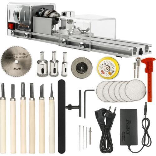 OPHIR Mini Lathe Machine Tool DIY Woodworking Wood lathe Milling machine Grinding Polishing Beads Drill Rotary Tool Set KD020W