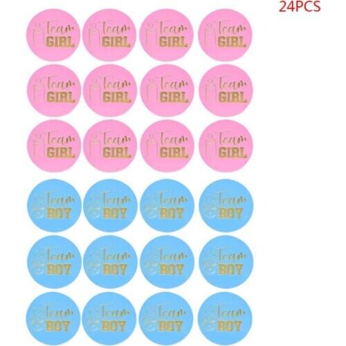 24Pcs Gender Reveal Stickers Team Boy Team Girl Labels for Party Invitations Voting Games Creative Decoration