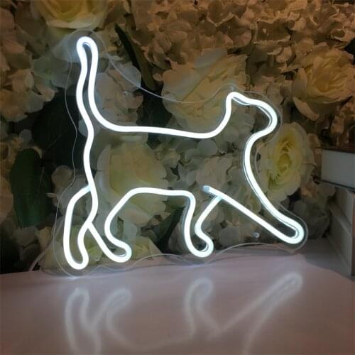 Night Light Animal Neon Mural Cat Led Lamp For Home Children Baby Personality Presents Kids Room Bedroom Decoration Anime Gift