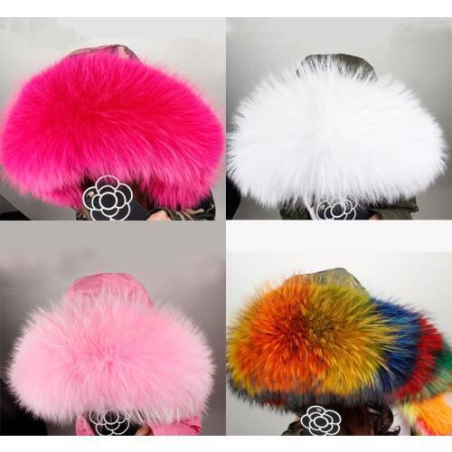 2018 new real large raccoon fur collar all match solid Multi-color fur collars