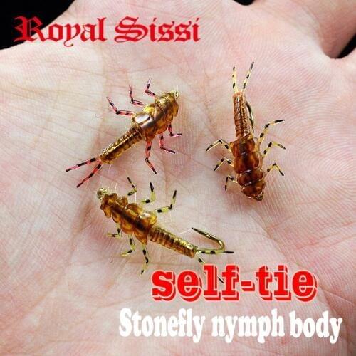 New 30pcs/set stonefly nymph rubber body and nymph hooks combo synthetic fly tying materials fly fishing artificial nymph flies