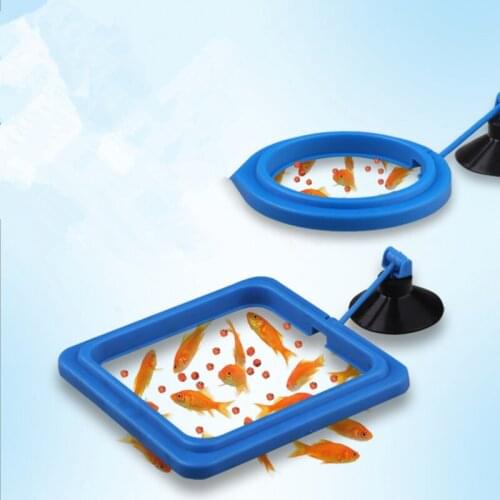 New Aquarium Food Tray Feeder Feeding Ring Fish Tank Station Floating Square Circle Accessory Water Plant Buoyancy Suction Cup