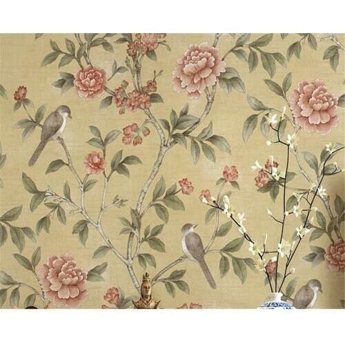 Beibehang Modern European style rich flowers and birds 3D wallpaper bedroom study house TV wall background walls wallpaper roll