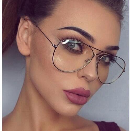 Fashion Glasses Classic Round Womens Vintage Metal Frame Optical Glasses Transparent Computer oval eyeglasses Reading