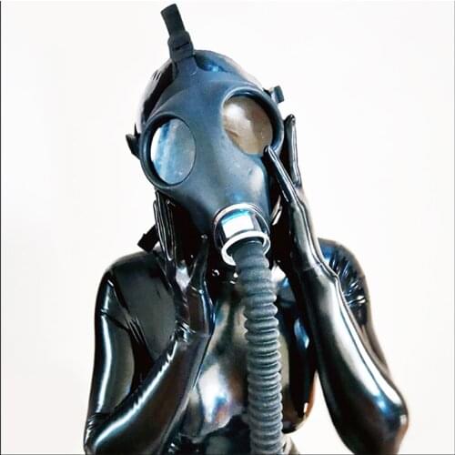 Half-Face Silica Gel Gas Mask Fetish Latex Breathing Bag Rubber Tube Accessory Fashion SM Conquer Choking Headgear Cosplay Wear