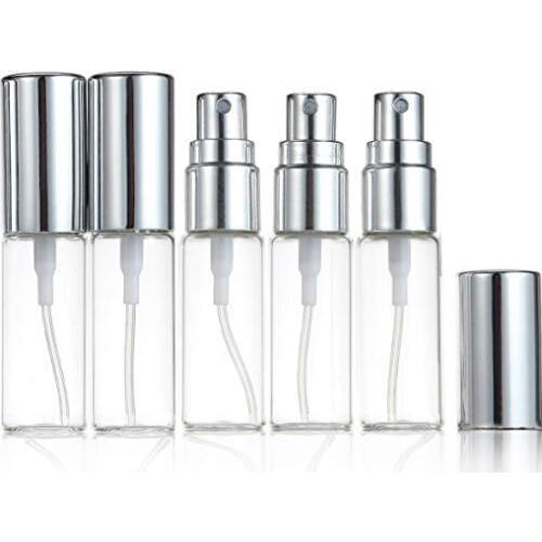 Mini Fine Mist Clear 5ml 1/6OZ Atomizer Glass Bottle Spray Refillable Fragrance Perfume Empty Scent Bottle W/ Aluminum Sprayer G