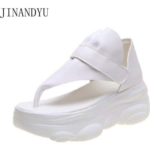 Platform Wedge Sandals Female Black White Sandals Flip Flops Women Shoes High Heel Leather Casual Shoes Sandal Heel Wedge Women