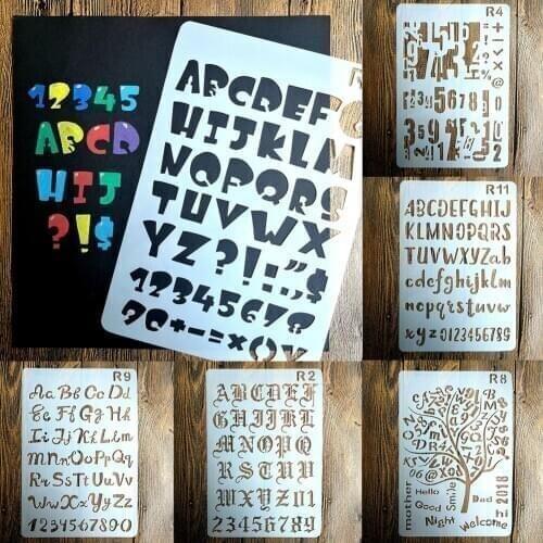 Letter Numbers DIY Craft Walls Painting Decorative Stencil Embossing Template
