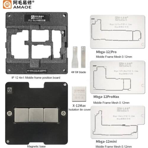 BGA Reballing Stencil Platform For iPhone 12/12 mini/12 Pro Max Motherboard Middle Frame Middle Layer Planting Tin Template