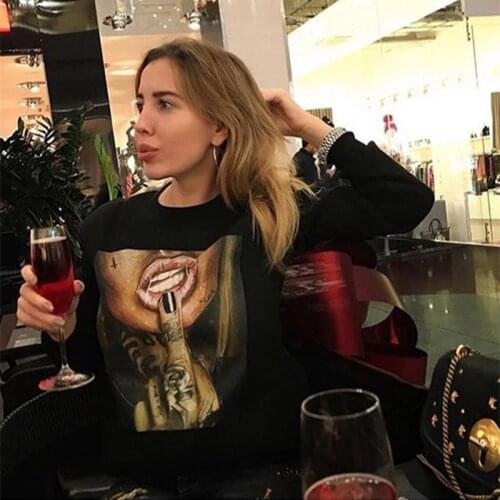 Woman Sweatshirt White Top Autumn Winter 2021 Long Sleeve Ladies Characters Print Short Sweatshirts Black Yellow Sudadera Kawaii