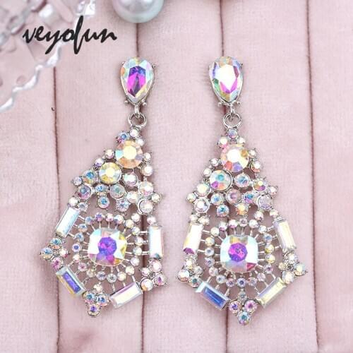 Veyofun Vintage Crystal Rhinestone Drop Earrings Hollow Elegant Bridal Dangle Earrings Fashion Jewelry for Women Gift
