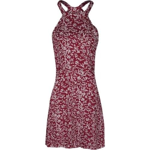 Womens Boho Beach Summer Holiday tumblr Sundress Halter Floral Mini Dress Ladies Slim Sleeveless vestido playa