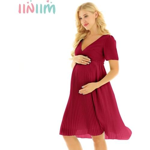 Iiniim Women Fashion Summer Photography Elegant Dress Chiffon Boohoo Pleated Midi Dress Cocktail Weeding Party Dress