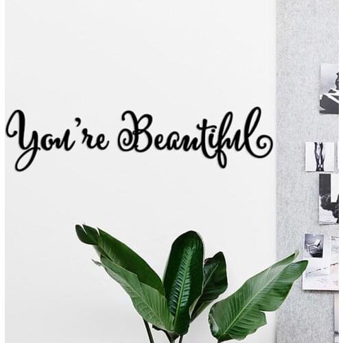 1 Set Wall Stickers With You're Beautiful Letters Living Room Carving Wall Decal Sticker Mirror Decor Home Window Decoration