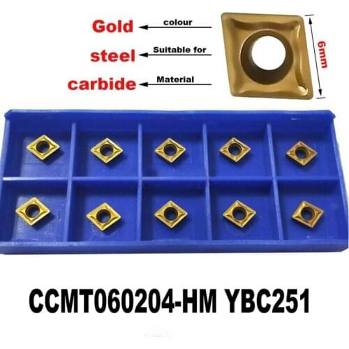 10pcs CCMT060204-HM YBC251 Lathe CNC Carbide Inserts Insert For Internal Turning Tool